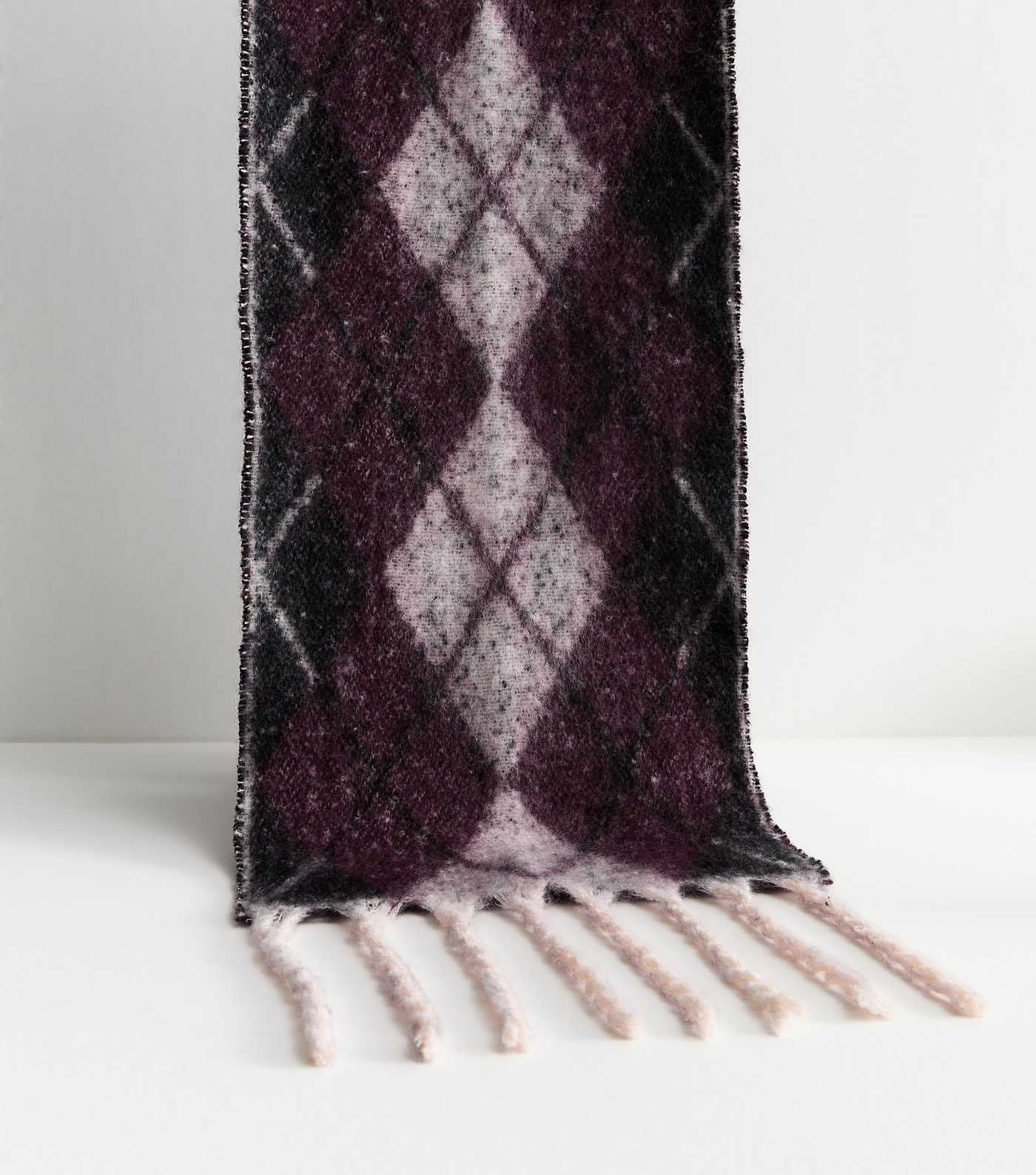 Burgundy Argyle Check Scarf | New Look | New Look (UK)