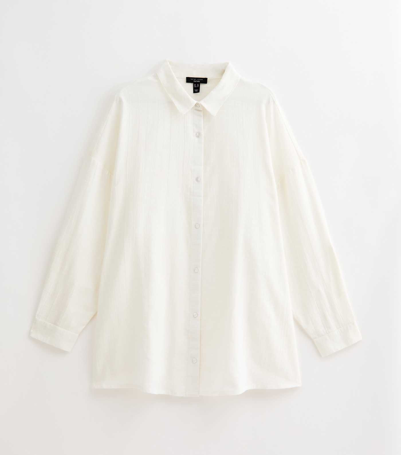 Curves White Slubbed Long Sleeve Shirt | New Look | New Look (UK)