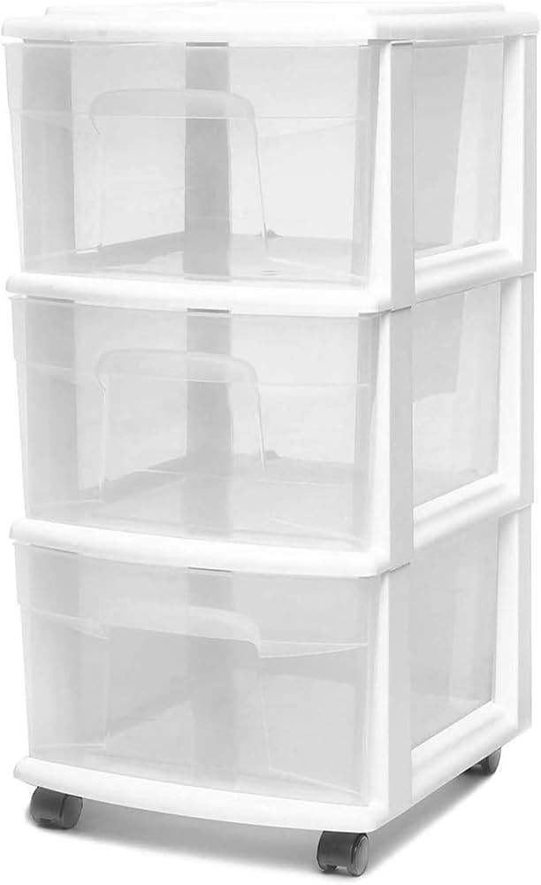 HOMZ 3-Drawer Cart Organizer, Plastic Storage Drawers, Home Storage Organizer with Removeable Whe... | Amazon (US)