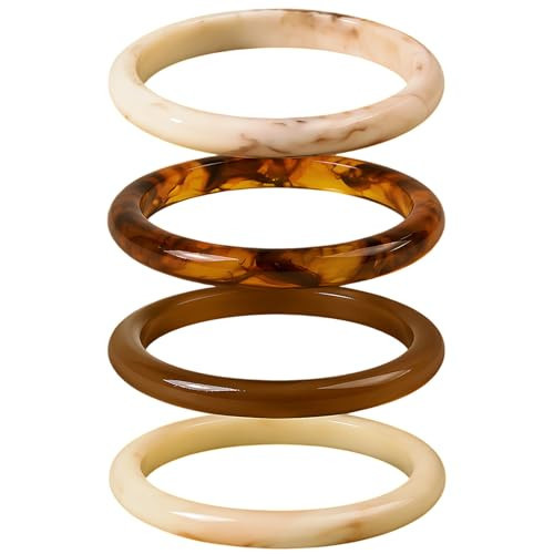 MIJIJHH 4Pcs Chunky Bangles Set, Chunky Bracelets, Bracelets For Women Perfect for Daily Wear, Office Outfits, Parties, Vacations, Holidays | Amazon (US)