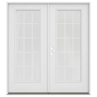 JELD-WEN 72 in. x 80 in. Primed Steel Right-Hand Inswing 15 Lite Glass Stationary/Active Patio Do... | The Home Depot