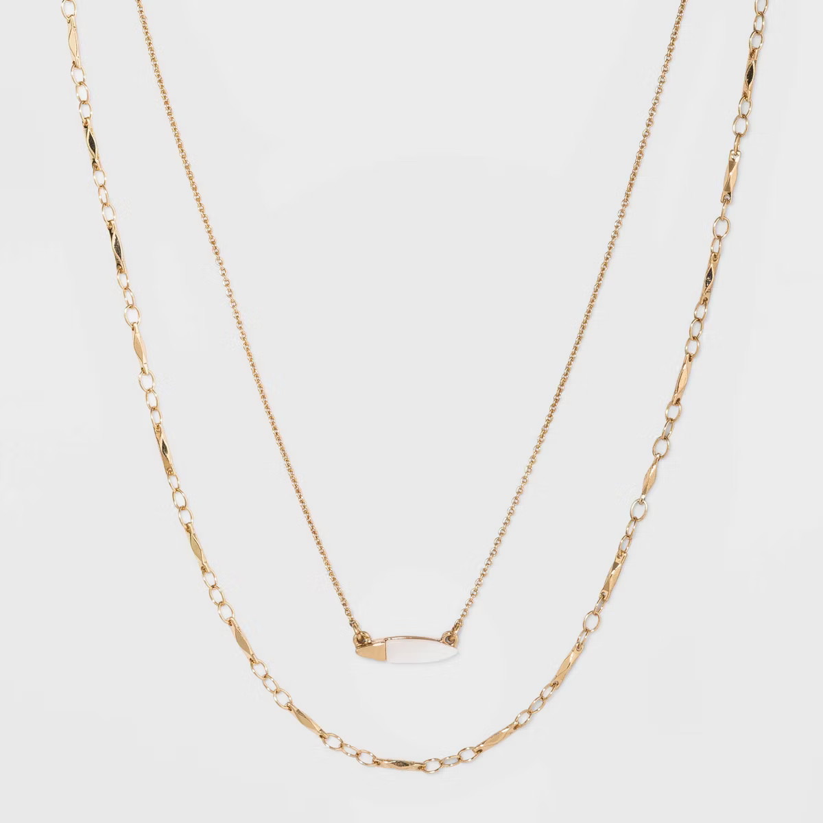 Mother of Pearl and Metal Two Row Layered Necklace Pendant - A New Day™ Gold | Target