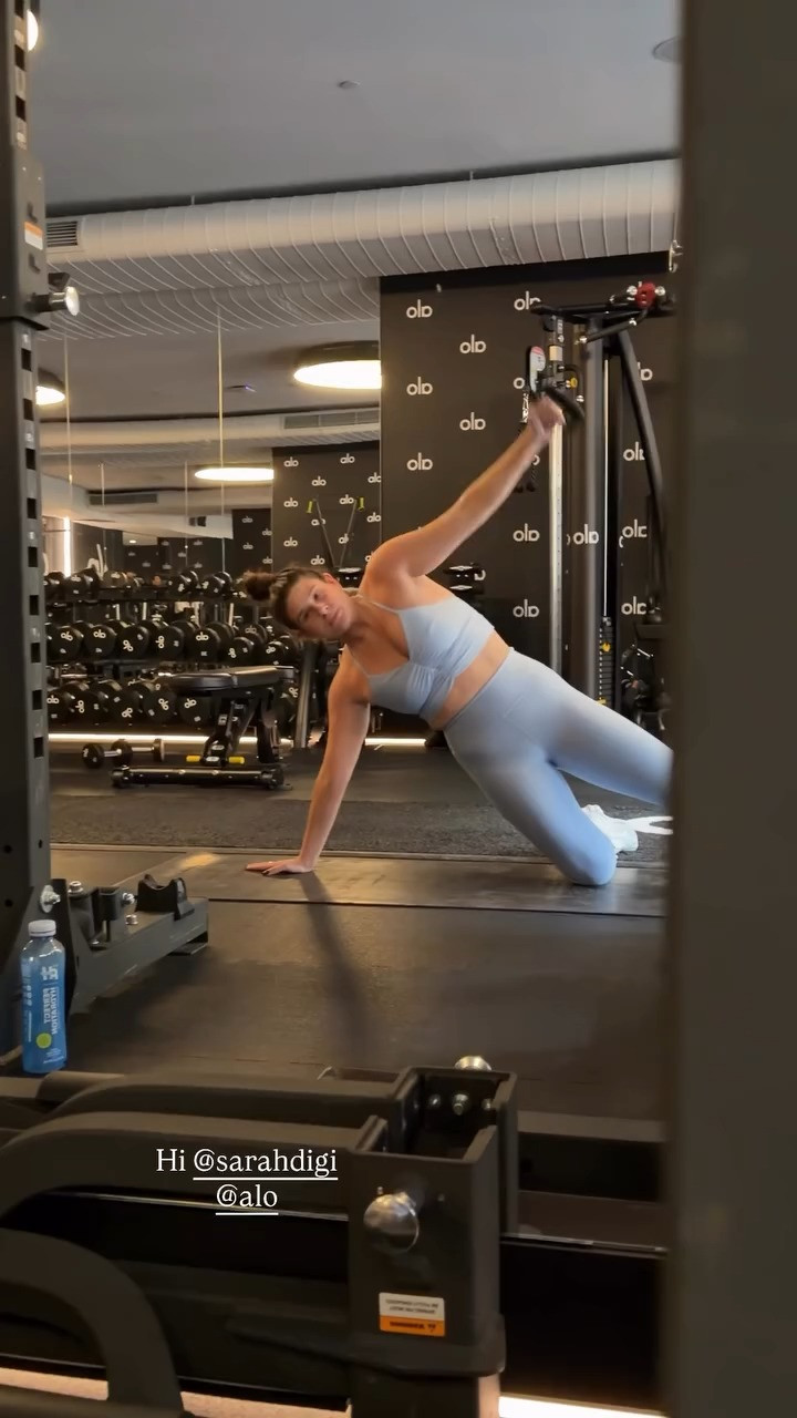 Early morning workout 🩵 Wearing this alo workout set! Comes in multiple colors.  

 #LTKgrwm #LTKootd #LTKfitnessgoals