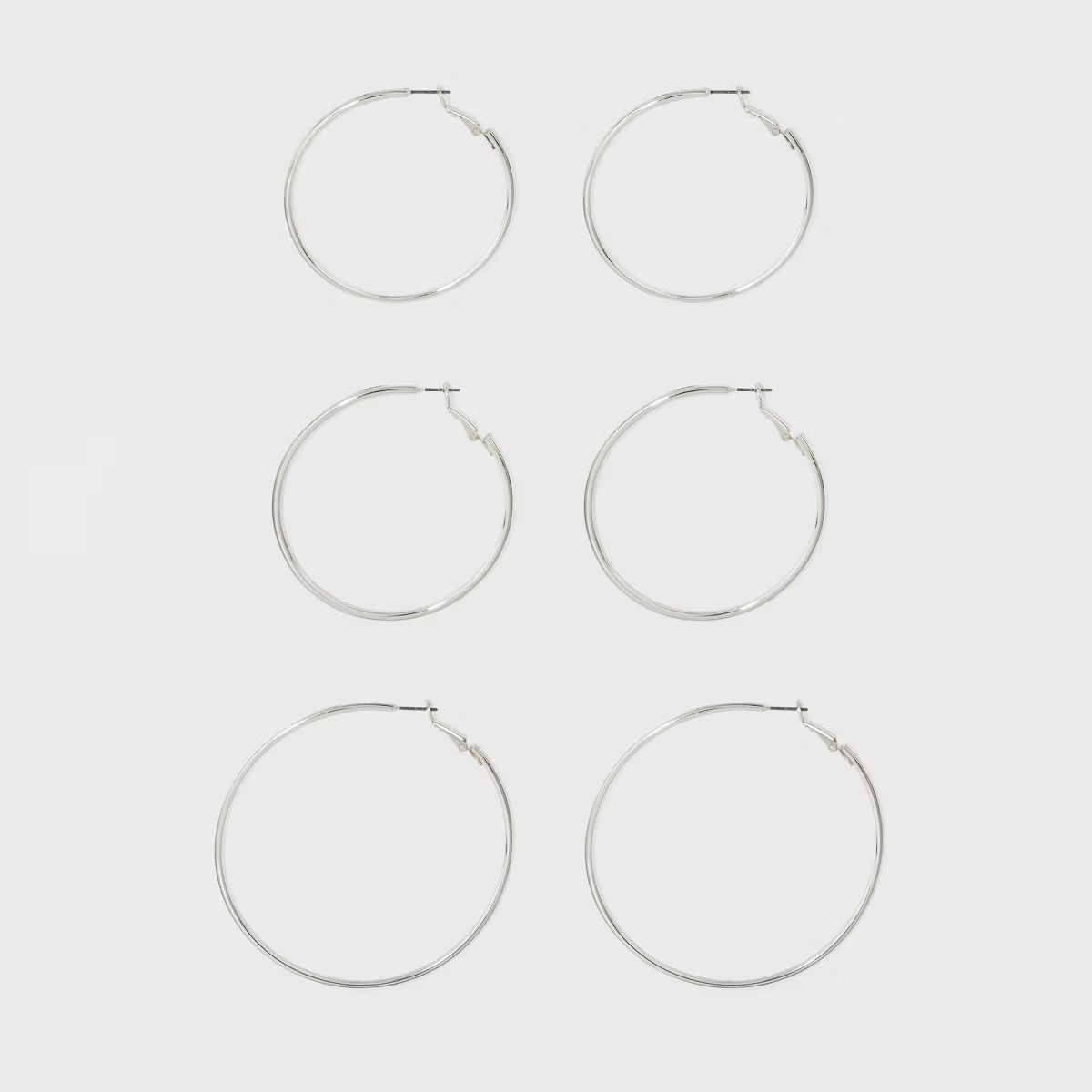 Thin Clickback Hoop Earring Set 3ct - A New Day™ Silver | Target