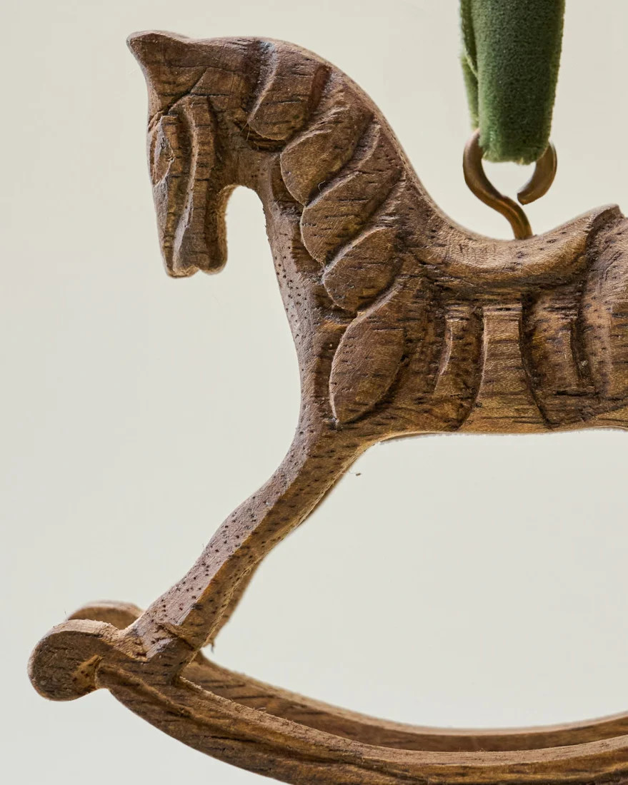 Hand-Carved Rocking Horse Ornament | Magnolia