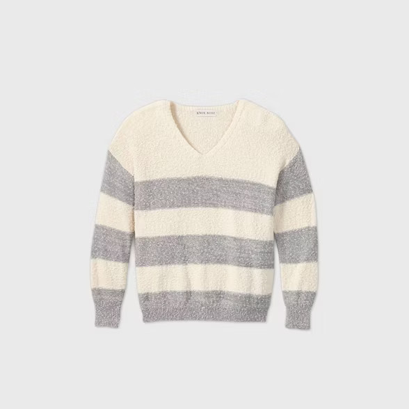 Women's Striped V-Neck Pullover Sweater - Knox Rose™ | Target
