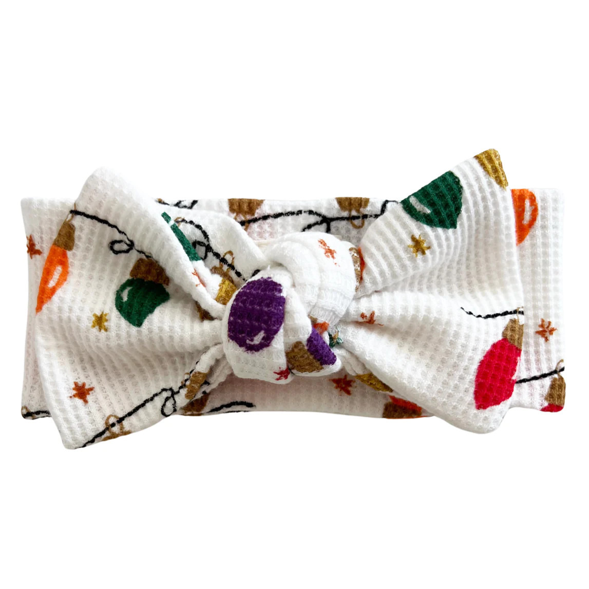 Organic Waffle Knot Bow, Christmas Lights | SpearmintLOVE