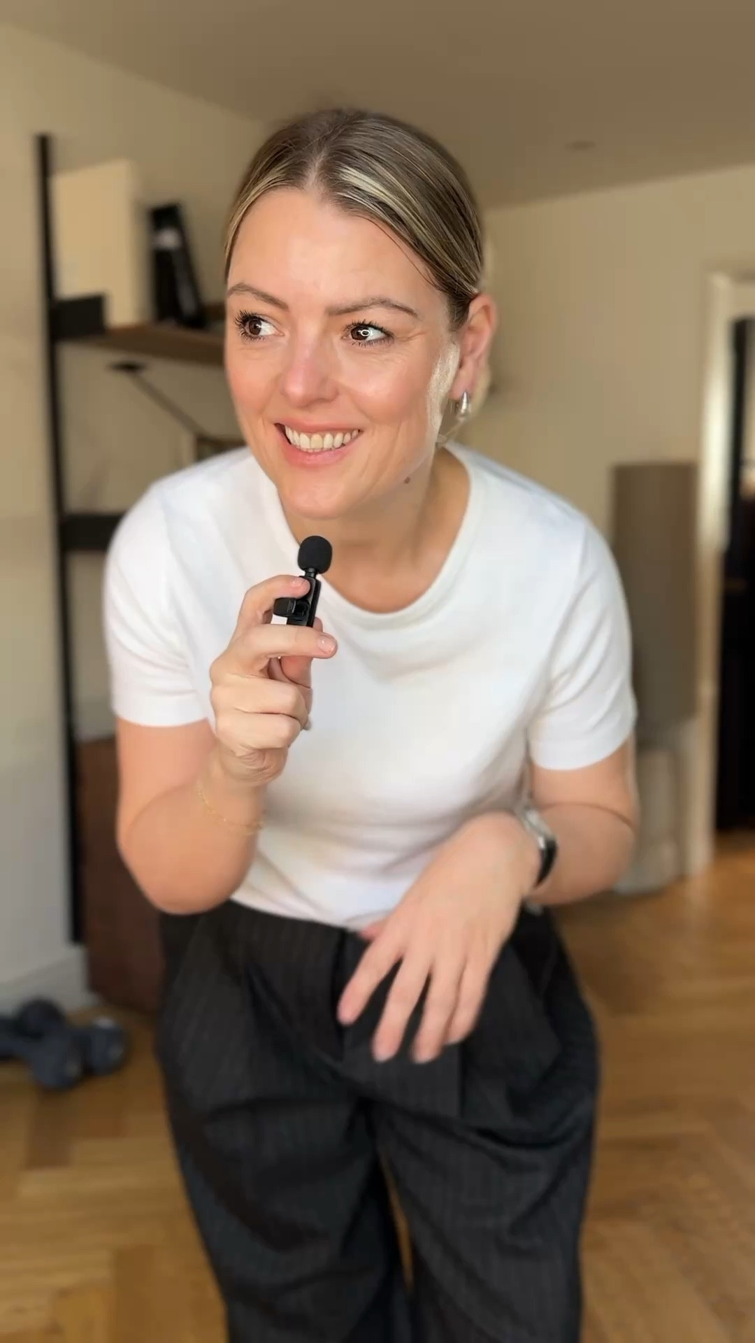 Trousers wearing a 10 
Tee wearing a small 
Coat wearing a 14 (it’s a fitted fit so I went up 2 sizes) 
Cardigan wearing a M 
Belt wearing a 85