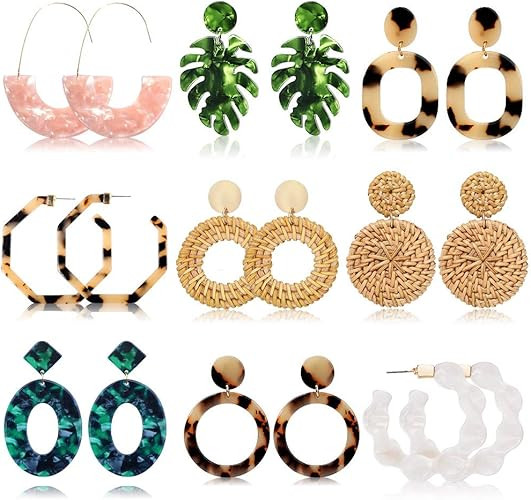 Acrylic Earrings for Women Drop Dangle Leaf Earrings Resin Minimalist Bohemian Statement Jewelry ... | Amazon (US)