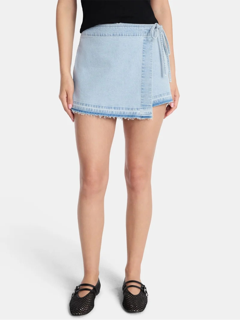 Madden NYC Women’s Asymmetrical Wrap Skort, Sizes XXS-XXL | Walmart (US)