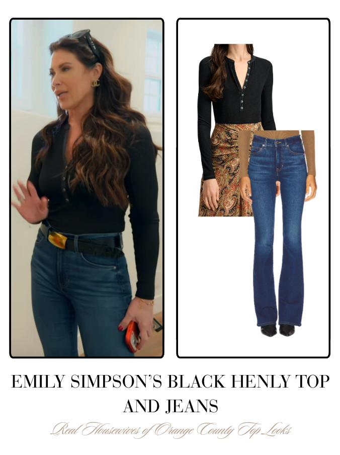 Emily Simpson's Black Henley Top and Jeans 

 