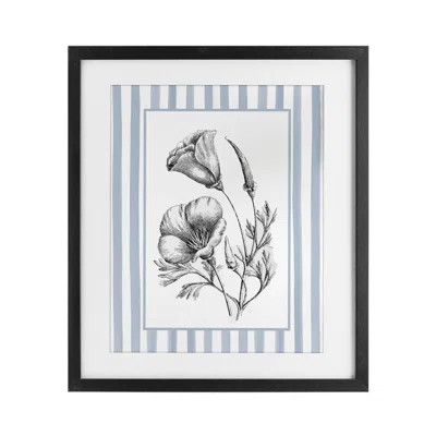 Blossoming Flowers on Stripes Framed Print Under Glass, design by Lettered and Lined | Wayfair North America
