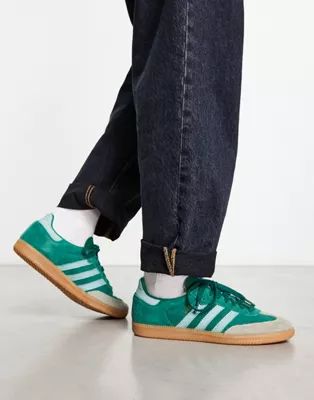 adidas Originals Samba sneakers in green and white | ASOS (Global)