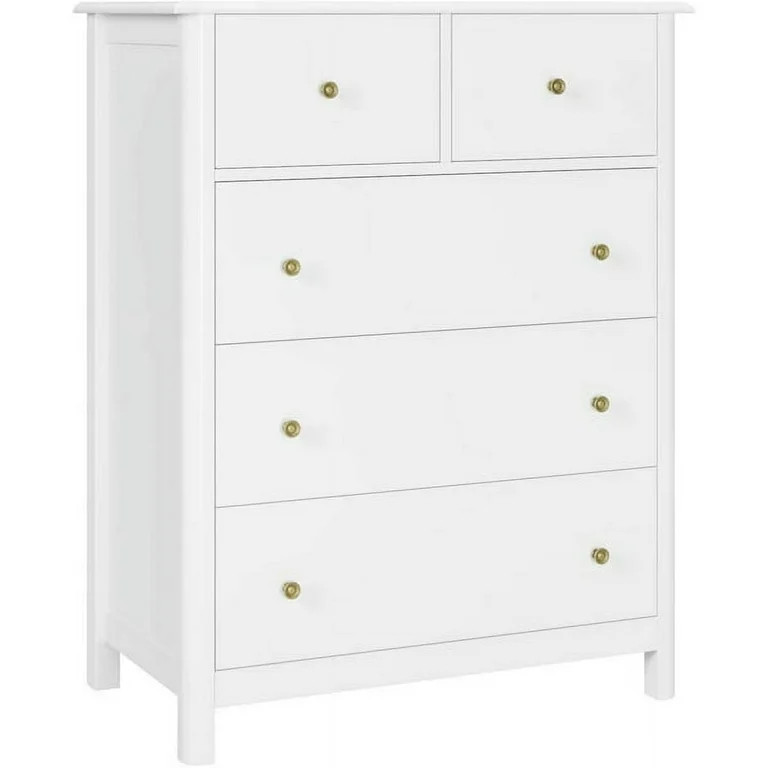Homfa Kids Dresser of 5 Drawers, Dresser Chest with Easy Pull Handle for Bedroom, Living Room, Wh... | Walmart (US)