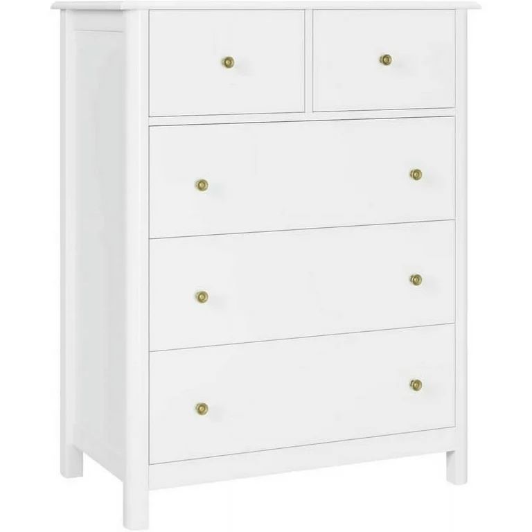 Homfa Kids Dresser of 5 Drawers, Dresser Chest with Easy Pull Handle for Bedroom, Living Room, Wh... | Walmart (US)