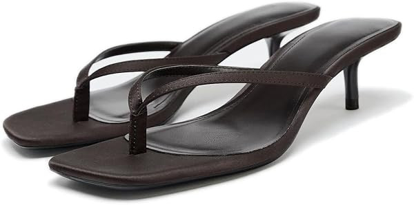 Women's Miami Kitten Heels Sandals Square Open Toe Thong Sandal Flip Flop Heels +Memory Foam Heel... | Amazon (US)