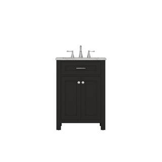 Alya Bath Norwalk 24 in. W x 34.2 in. H x 22 in. D Vanity in Espresso with Marble Vanity Top in W... | The Home Depot