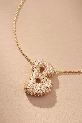 Pavé Bubble Letter Monogram Necklace | Anthropologie (US)