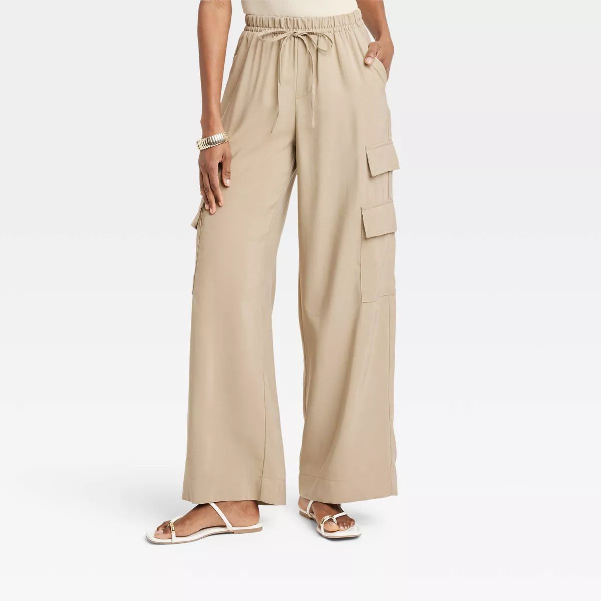 Women's High-Rise Wide Leg Cargo Pants - A New Day™ Black S | Target