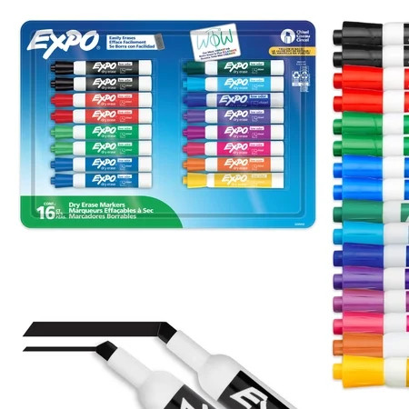 EXPO Dry Erase Markers, Chisel Tip, Assorted Colors, 16 Count | Walmart (US)