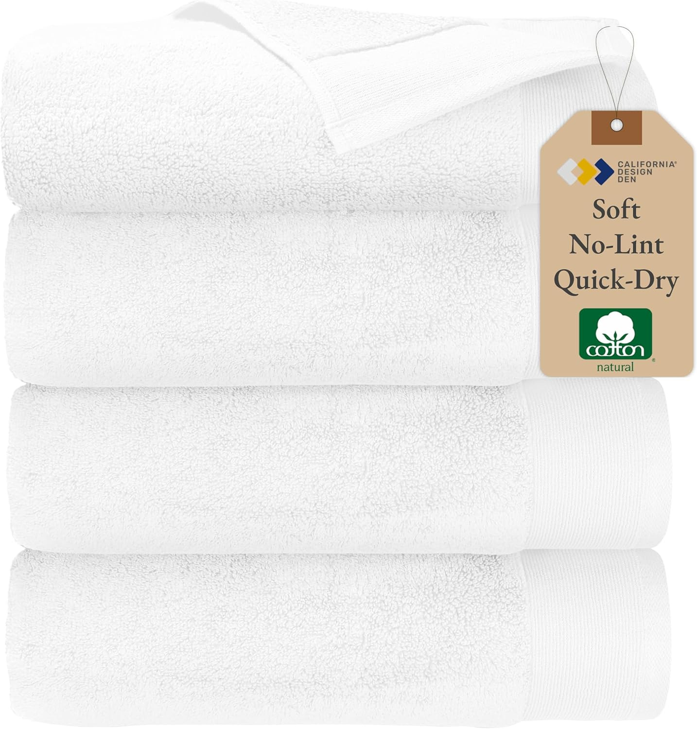 California Design Den Soft & Fluffy 100% Cotton Bath Towels - Pack of 4, Quick Dry & Highly Absor... | Amazon (US)