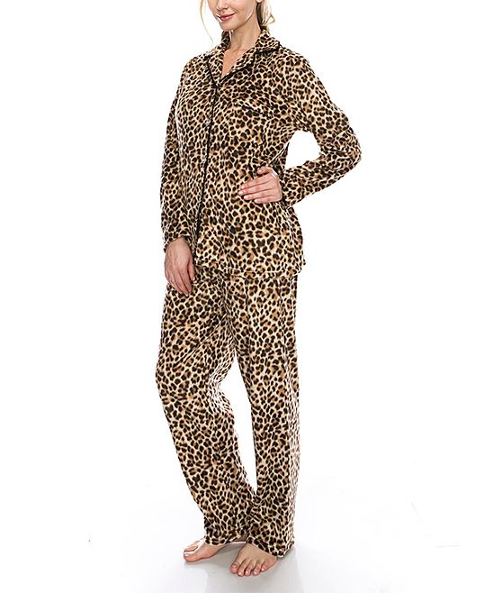 The City Fashion Women's Sleep Bottoms Leo - Leopard Print Pajama Set - Women | Zulily