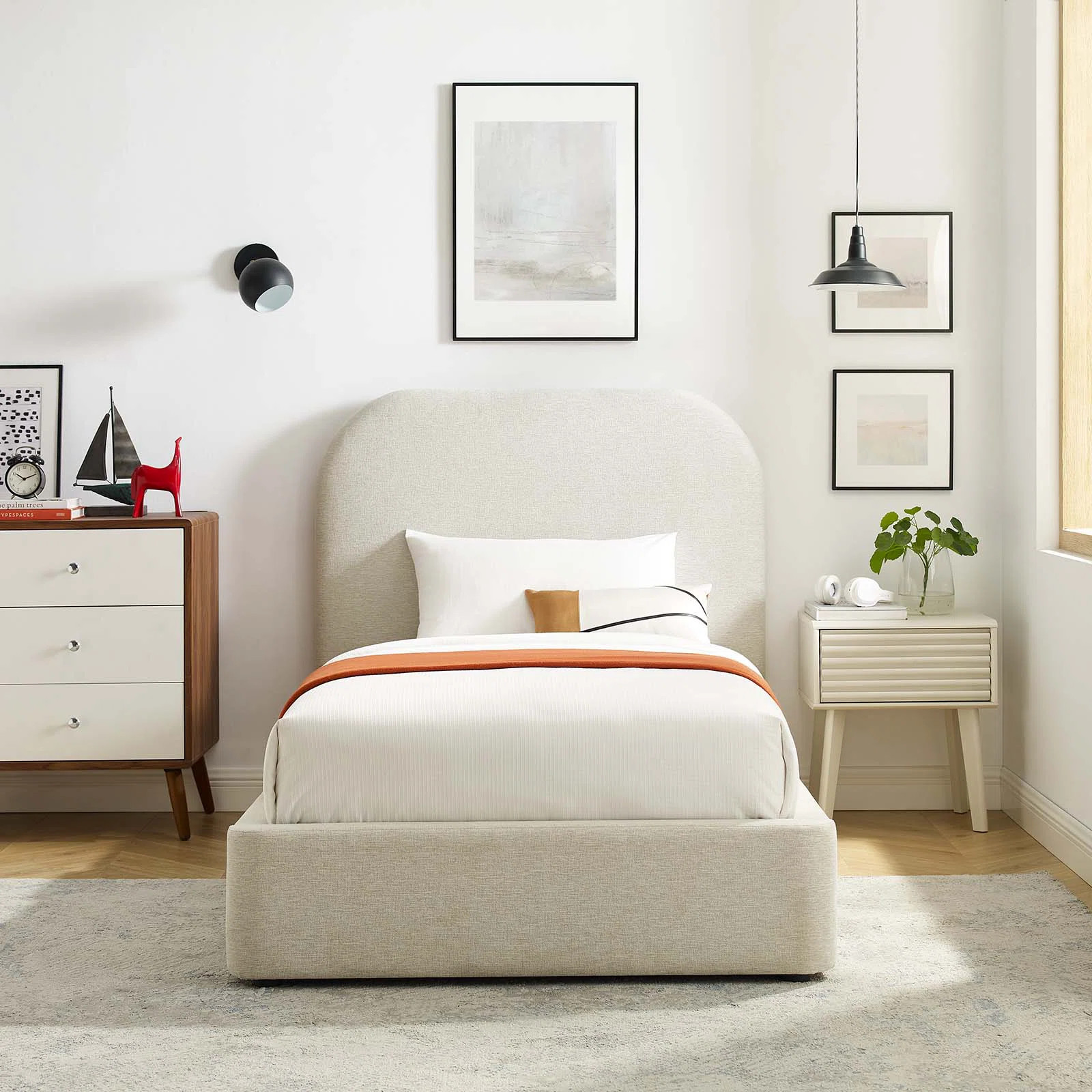 Keynote Upholstered Fabric Curved Platform Bed | Wayfair North America
