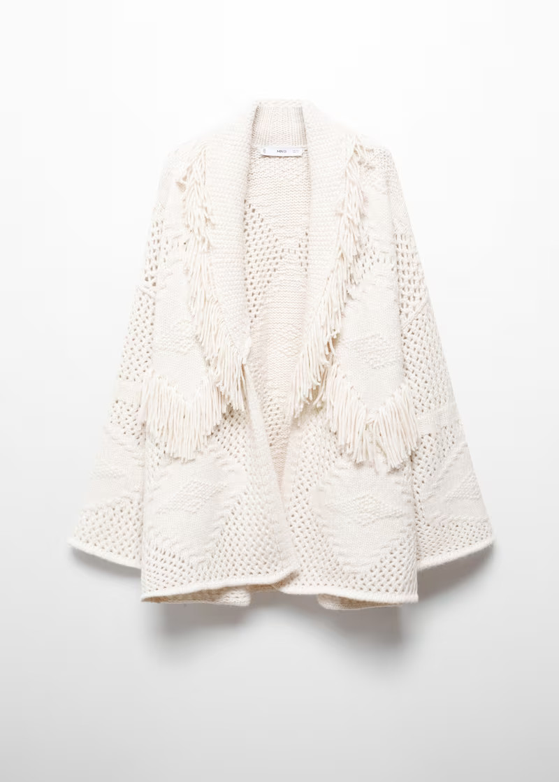 Fringed knit cardigan -  Women | Mango USA | MANGO (US)