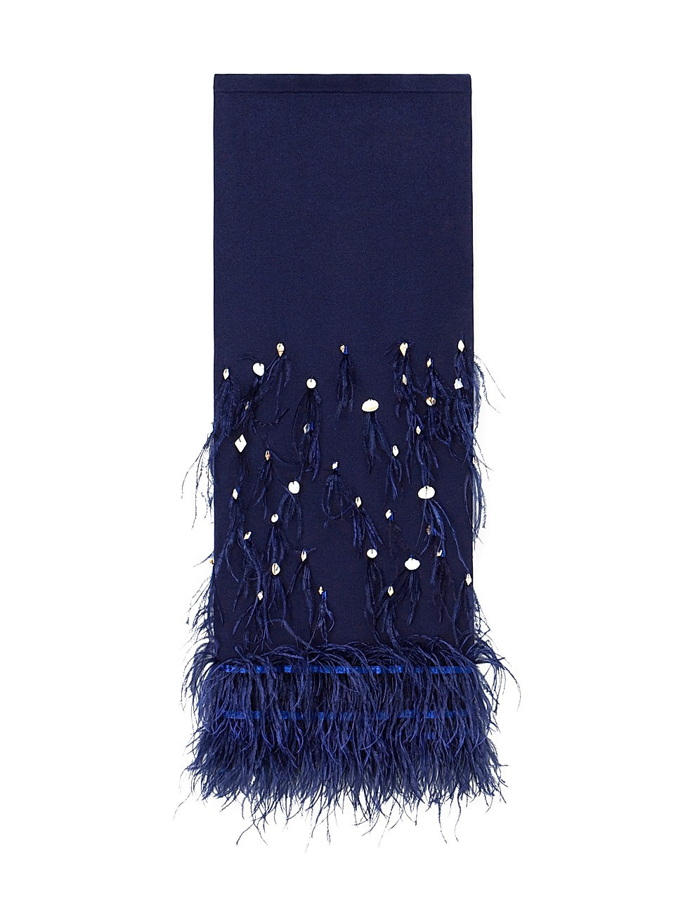 Women's Makayla Feather-Trim Midi-Skirt - Navy - Size XS - Navy - Size XS | Saks Fifth Avenue