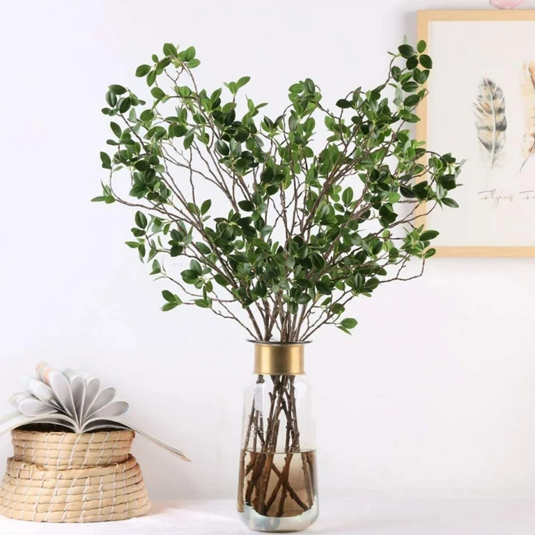 LONGRV Faux Ficus Twig Leaf Plants Decor for Artificial Ficus Branches Branches Hanging Rattan We... | Walmart (US)