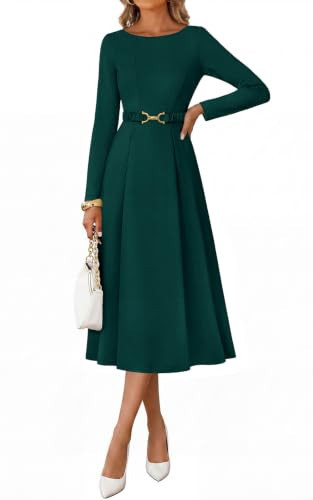 PRETTYGARDEN Formal Fall Wedding Guest Dress for Women, Dark Green, XXL | Amazon (US)