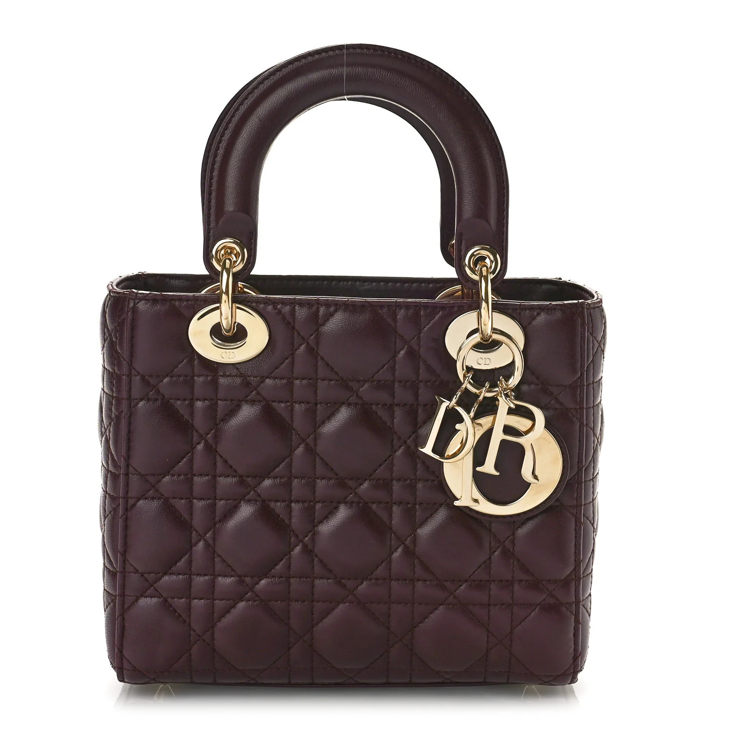 Lambskin Cannage Small Lucky Badges My Lady Dior Plum | FASHIONPHILE (US)