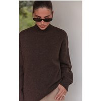 Chocolate Oversized Polo Neck Knitted Sweater | PrettyLittleThing US