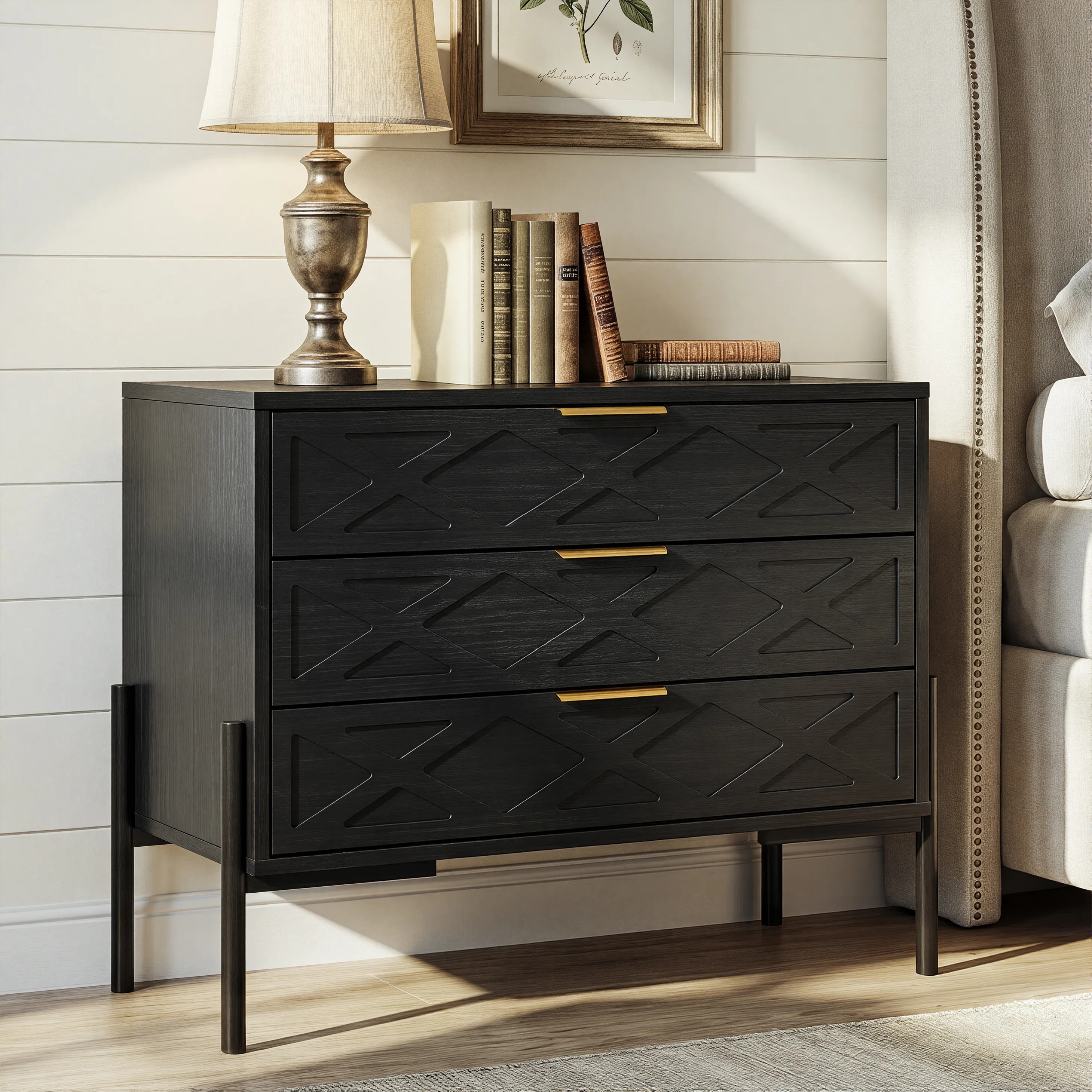 3-Drawer Nightstand With Metal Legs | Wayfair North America