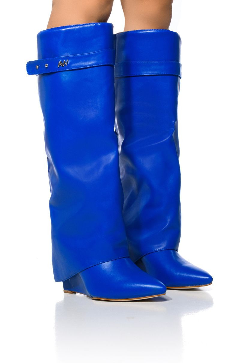 AZALEA WANG STUCK ON YOU WEDGE BOOT IN COBALT | AKIRA