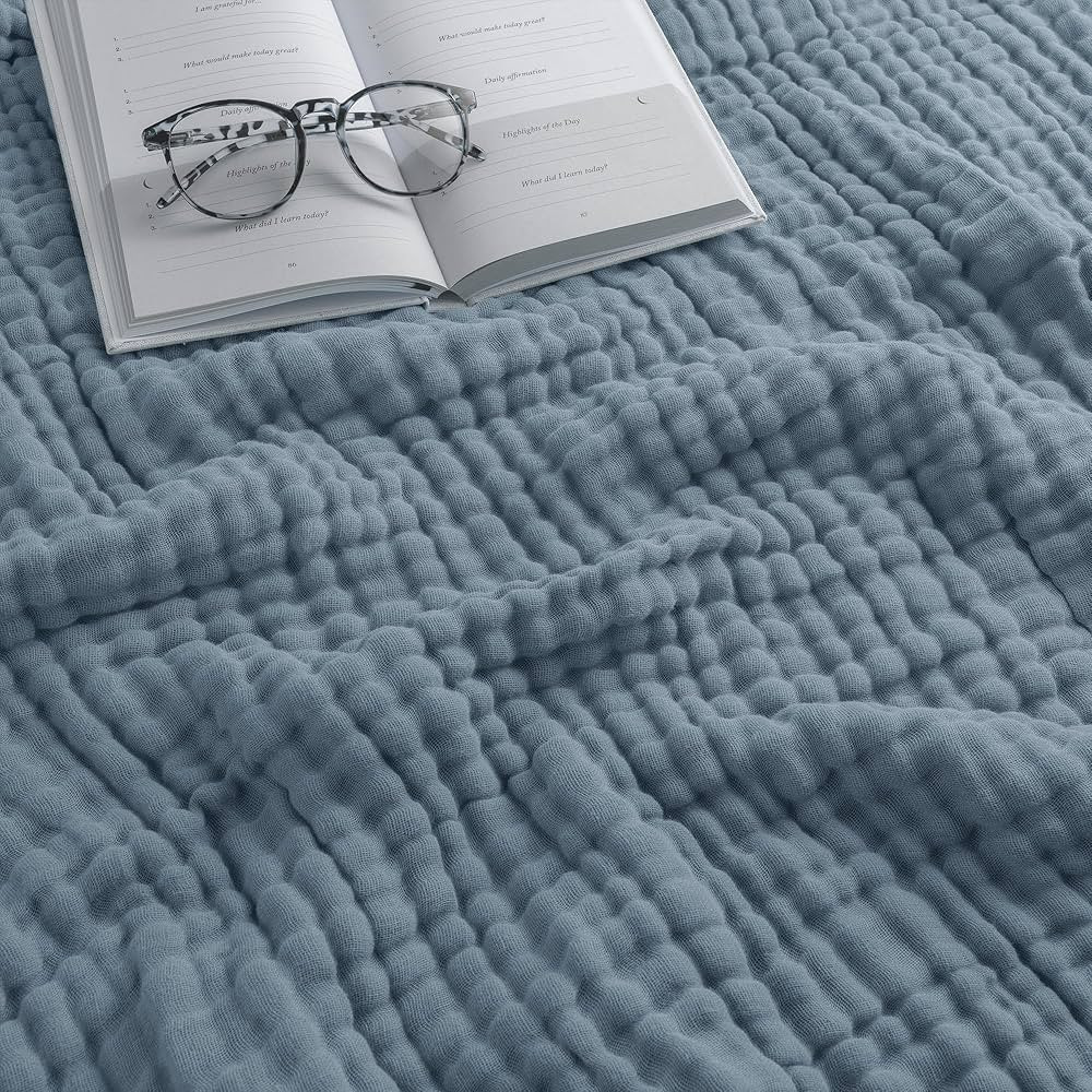 Comfy Cubs Muslin Throw Blanket - 50” x 60” Quilted Design - Lightweight, Breathable 6-Layer ... | Amazon (US)