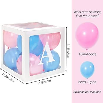 RUBFAC Baby Boxes with Letters for Baby Shower White Clear Block Box Transparent Balloon Boxes Bi... | Amazon (US)