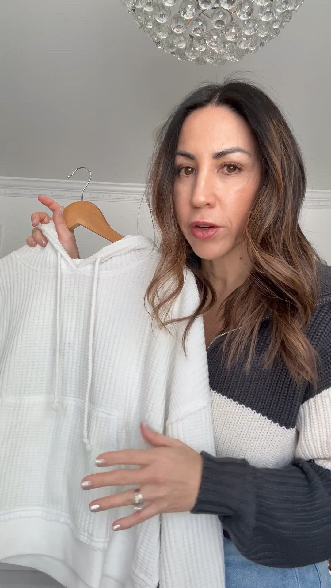 Wearing small sweater, small waffle knit hoodie

#LTKFindsUnder50 #LTKOver40 #LTKSaleAlert