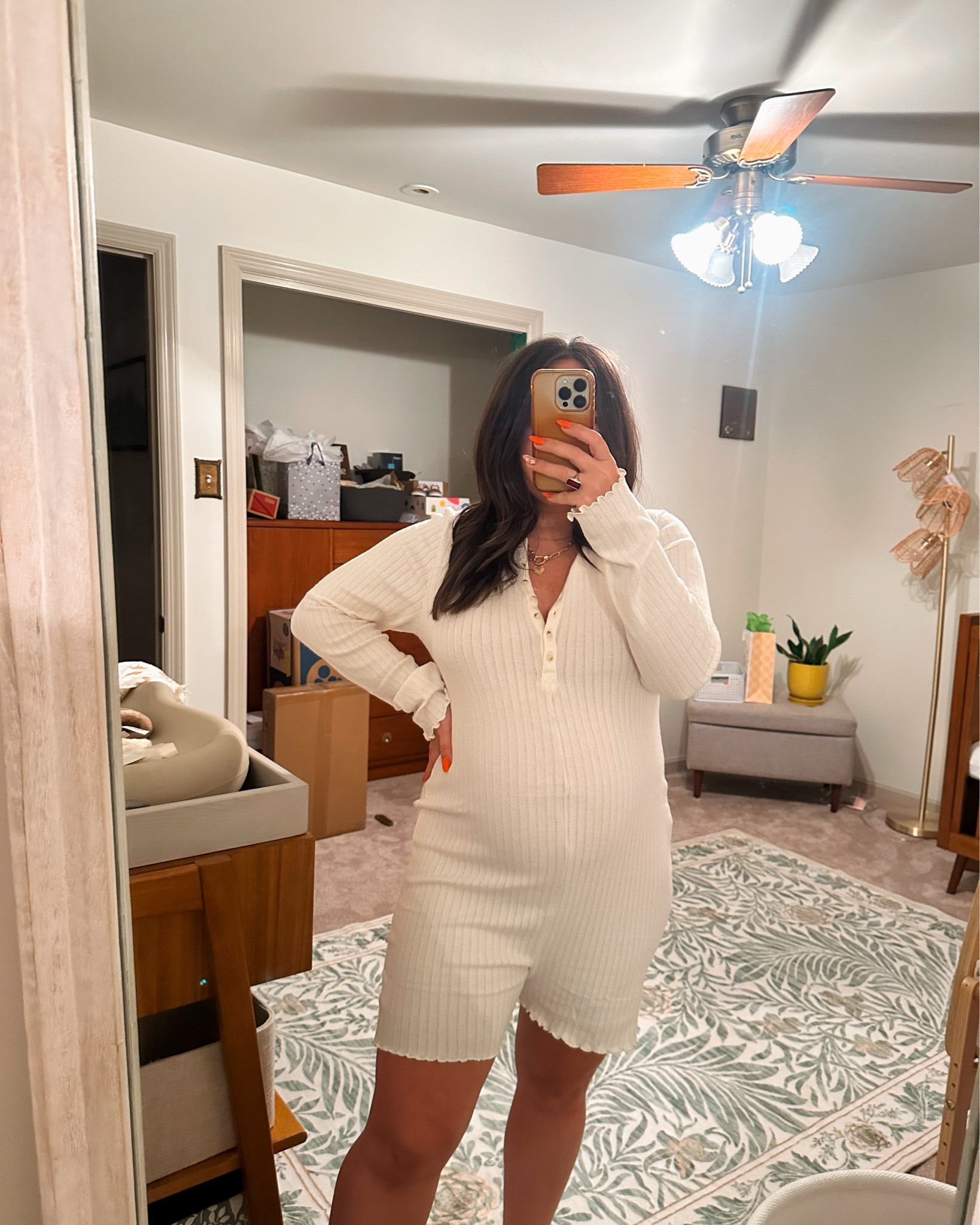 The best clearance find - non maternity! Such a steal for $11.98!! 

I bought this in store on a clearance rack and it was the only one.. I was thinking it was a sleep shirt that would be great for the bump.. and got home to find out it was a romper!!! Obsessed!

Wearing XL here and I could easily wear a large if not a medium. But I love the extra room! 

It's so soft and extremely stretchy. 

#LTKBump #LTKMidsize #LTKSaleAlert