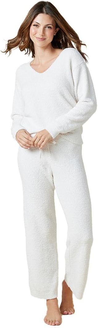 Softies Ultra-Soft Solid Marshmallow V-Neck Lounge Set for Women | Amazon (US)