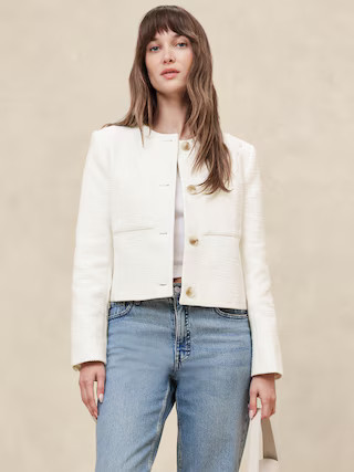 Boucle Collarless Jacket | Banana Republic Factory
