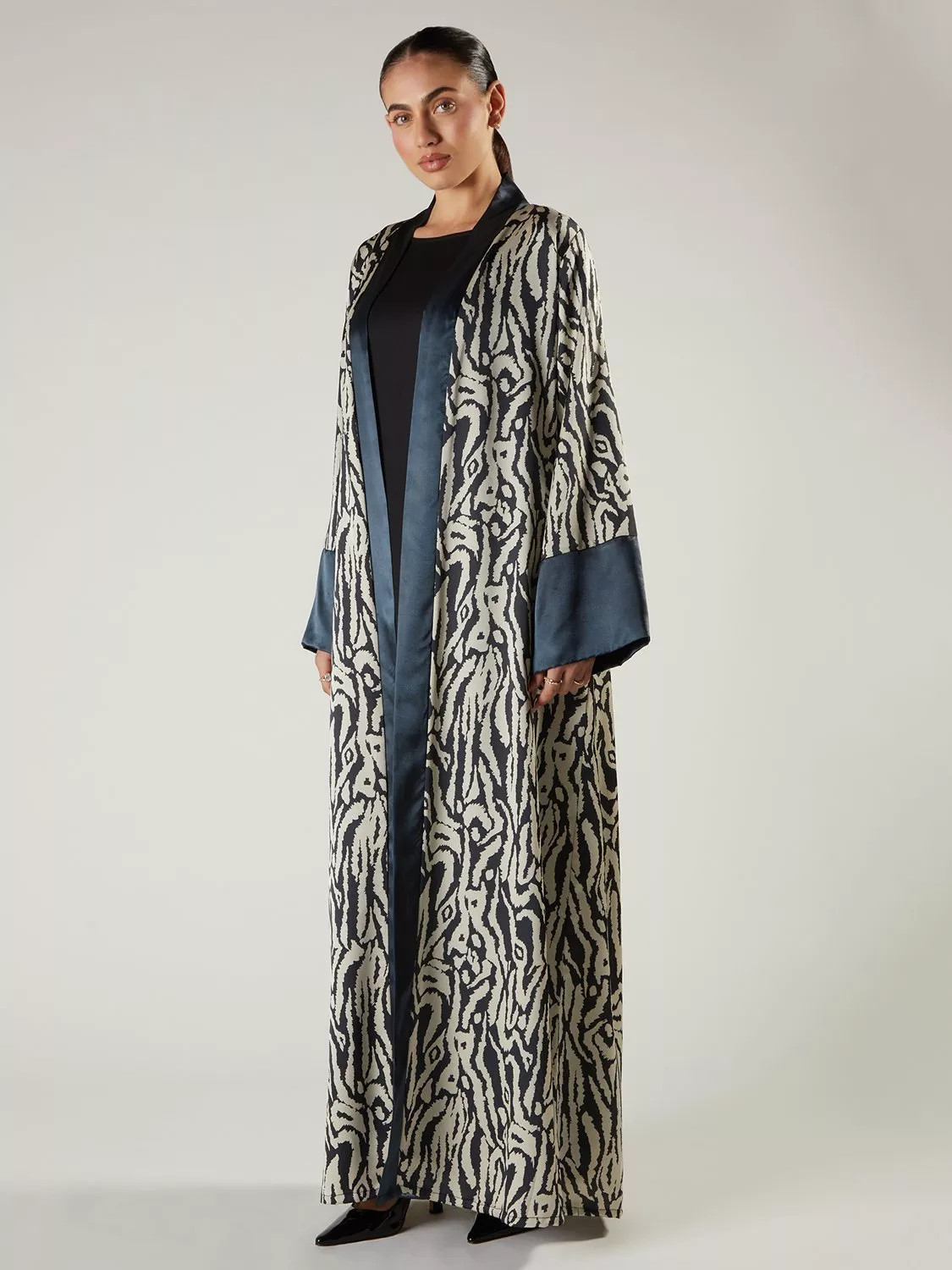 Aab Ink Print Satin Kimono Dress, White/Multi | John Lewis (UK)