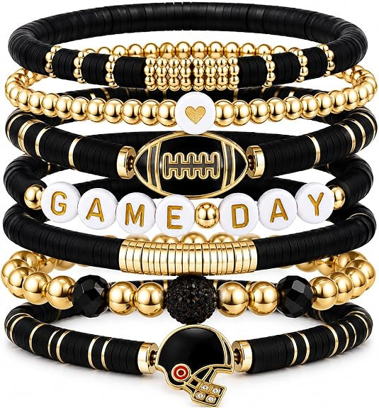 Artlunar Game Day Football Charm Bracelet: Stackable Sports Jewelry for Moms & Dads - Perfect for... | Amazon (US)