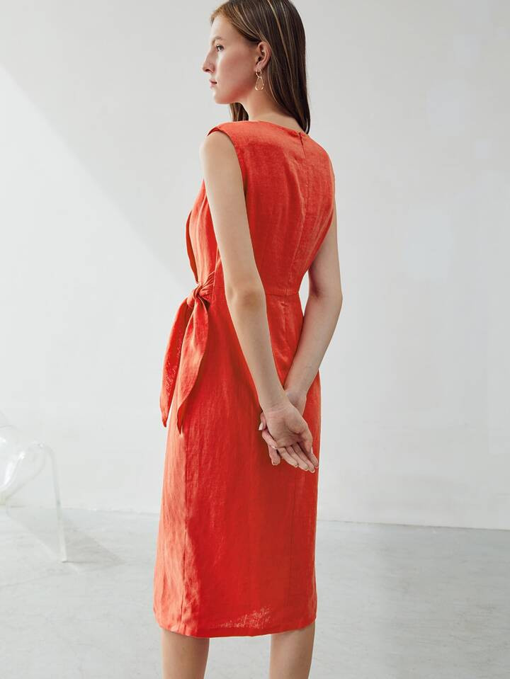 MOTF PREMIUM Vestido envoltório 1 Linho | SHEIN