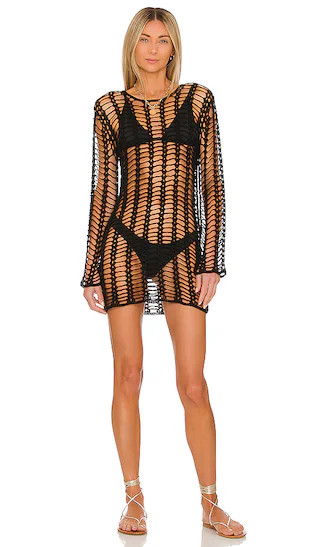 Miranda Crochet Mini Dress in Black | Revolve Clothing (Global)