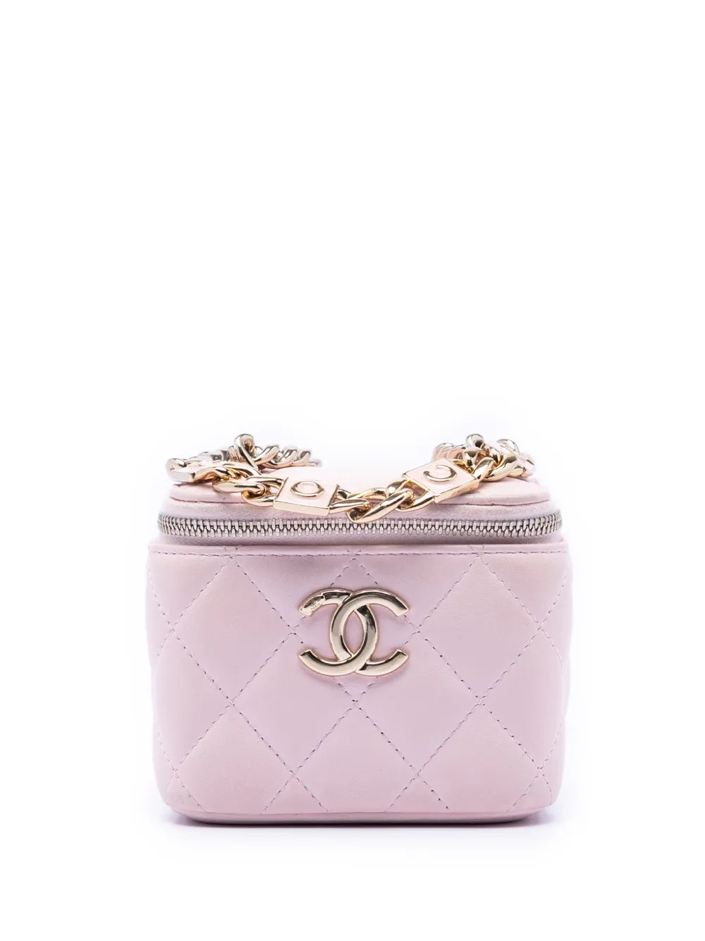 CHANEL Pre-Owned 2021 Mini CC Quilted Lambskin Enamel Coco Case With Chain Vanity Bag | Pink | FA... | Farfetch Global