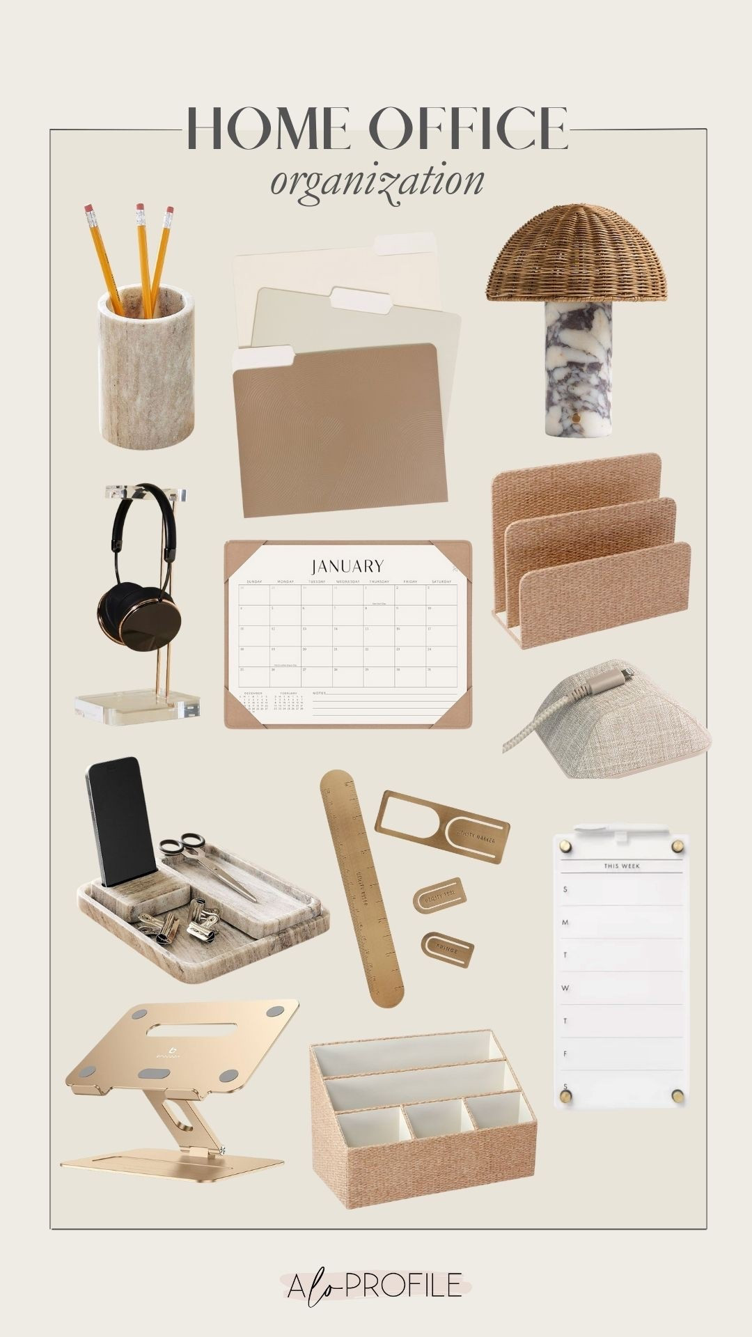 Home Office Organization // home decor, home office, office decor, organization, home office inspo, neutral home office, office decorations, office essentials