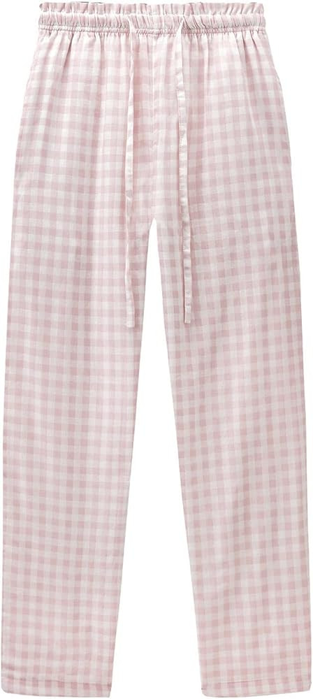 Women Pajamas Bottoms Lounge Plaid Pant with Pocket Cotton Drawstring Elastic Waist Drawstring Sl... | Amazon (US)