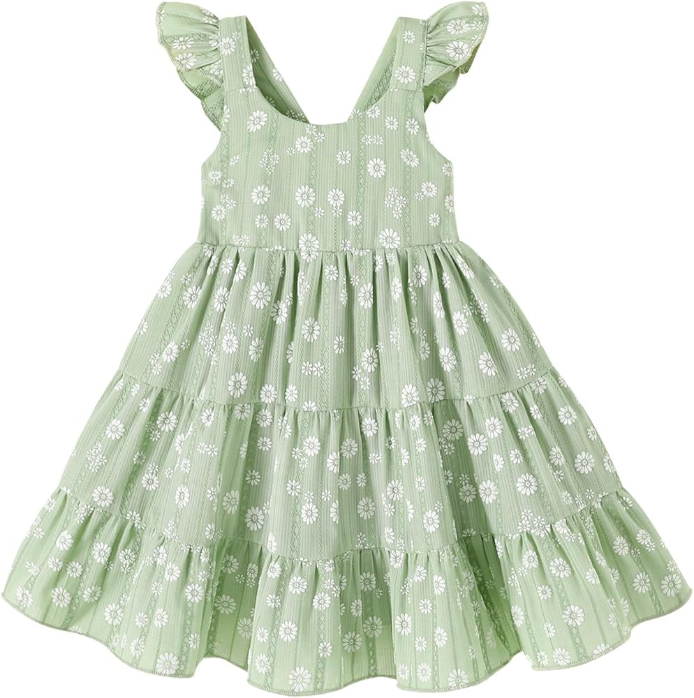 Kids Toddler Baby Girls Rainbow Dress Princess Sleeveless Beach Butterfly Sundress | Amazon (US)