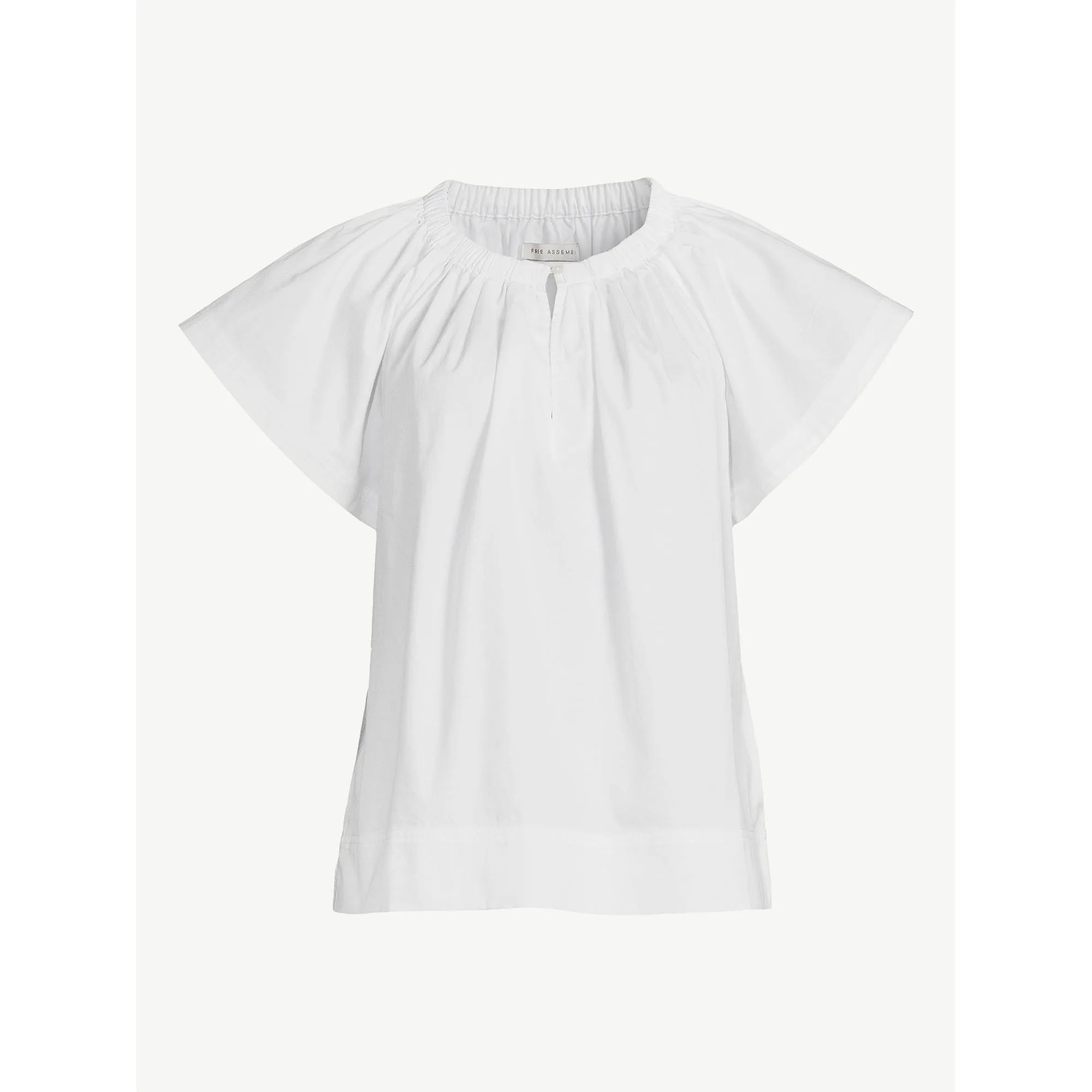 Free Assembly Women's Split Neck Top with Flutter Sleeves, Size XS-XXL - Walmart.com | Walmart (US)